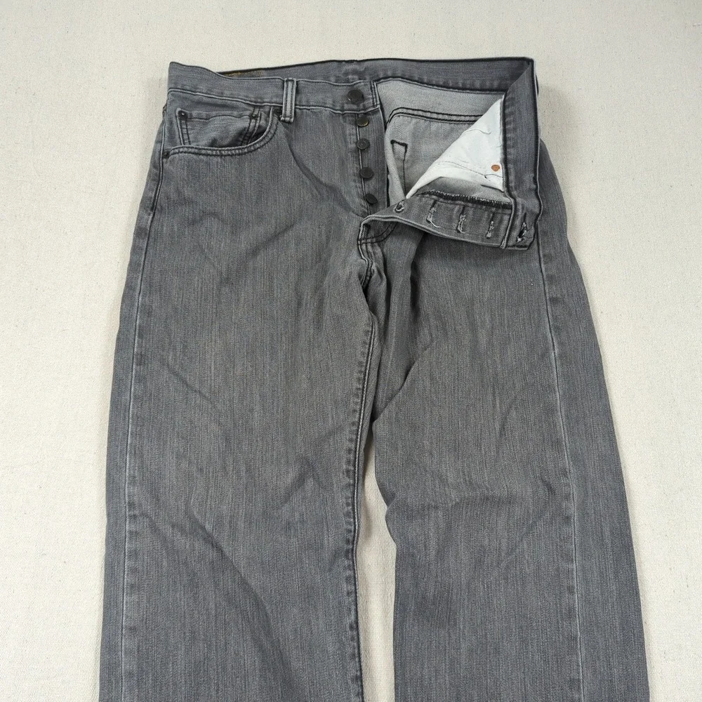 Levis 501 Jeans Mens 34x30 Gray Button Fly Classic American Casual Western